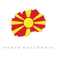 the logo for north macedonia is shown in red, yellow and white colors