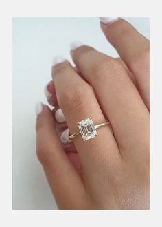 Rectangle Engagement Rings, Gold Band Engagement Rings, Emerald Cut Diamond Ring, Emerald Cut Engagement, Emerald Cut Rings, Wedding Rings Solitaire