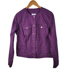 New D&Co Denim Jean Jacket Coat Size Medium Purple Button Up Causal Womens This Coat Is New Without Tags It Measures Approximately 21.25" From Armpit To Armpit, And 21" From Shoulder To Hem Purple Button-up Outerwear With Button Closure, Purple Button-up Outerwear, Purple Button-up Cotton Outerwear, Purple Button-up Outerwear With Pockets, Purple Cotton Button-up Outerwear, Purple Cotton Outerwear With Button Closure, Medium Purple, Denim Jean Jacket, Denim Jean