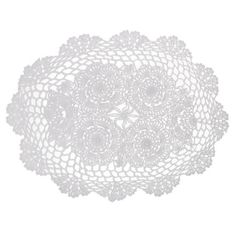 a white doily with flowers on it