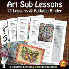 art sub lessons and printable binder