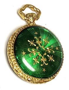 Heirloom Enamel Jewelry For Formal Occasions, Green Polished Jewelry For Evening, Green Polished Evening Jewelry, Polished Green Jewelry For Evening, Green Polished Finish Evening Jewelry, Luxury Enamel Locket Jewelry, Elegant Yellow Gold Round Pocket Watch, Elegant Engraved Yellow Gold Pocket Watch, Luxury Engraved Pocket Watch For Formal Occasions