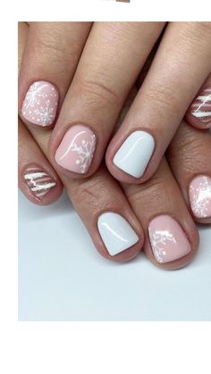 Nails Gels, Trendy Winter Nails, Snowflake Nail Design, Winter Nail Ideas, Red Acrylic Nails, Pink Winter, Snowflake Nails, Christmas Nails Acrylic, Winter Nail Designs