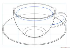 how to draw a cup and saucer