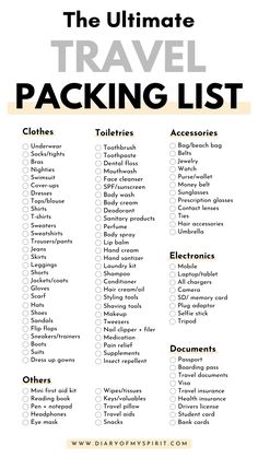 the ultimate travel packing list for travelers and their families to pack up on vacation with