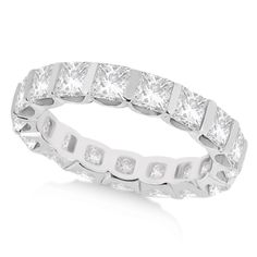 Bar-Set Princess Cut Diamond Eternity Ring Band 14k White Gold 1.15ct - U4321 Diamond Wedding Bands Stackable, Hand Engraved Wedding Band, Engagement Ring Photos, Diamond Eternity Ring, Beautiful Diamond Rings, Princess Cut Diamond, Eternity Band Ring, Eternity Wedding Band, Eternity Ring Diamond