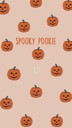 halloween pumpkins with the words spooky pookie on them in orange and pink