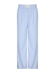 High Waisted Loose Elasticity Split-Joint Striped Pants Trousers - rrdeye Light Blue Cotton Lounge Pants, Blue Striped Trousers, Blue And White Striped Pajamas, Striped Wide-leg Beach Bottoms, Beach Striped Wide-leg Pants, Cheongsam Top, Yoga Jumpsuit, Yoga Activewear, Striped Pants