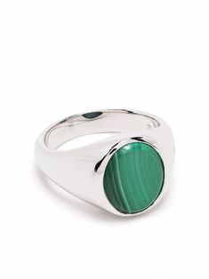 Silver sterling silver Lizzie malachite signet ring from Tom Wood featuring signet band and malachite. Luxury Green Signet Ring With Polished Finish, Formal Malachite Jewelry With Polished Finish, Timeless Green Signet Ring With Polished Finish, Luxury Sterling Silver Polished Emerald Ring, Modern Green Signet Ring With Polished Finish, Timeless Silver Signet Ring With Bezel Setting, Signet Ring Silver, Tom Wood, Nail Looks