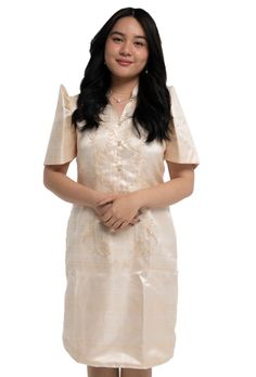 Barong Tagalog For Women, Filipino Barong, Barong Dress, Philippines Outfit, Barong Tagalog, Filipiniana Dress, Dress Code Wedding, Organza Top, Organza Fabric