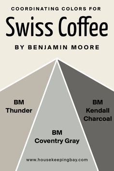 the color scheme for swiss coffee is shown in black, white, and greys