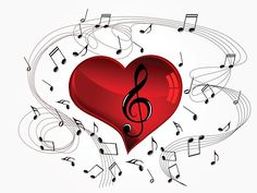 a red heart with musical notes around it and the words i feel fully alive when i sing