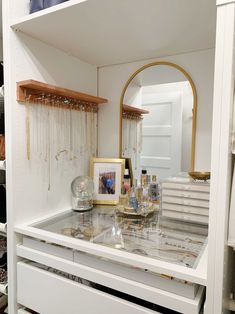 DIY Walk-in Closet Makeover Reveal! {With IKEA Pax Units} Walk In Closet Ideas Jewelry Organization, Jewelry Storage In Closet Walk In, Pax Makeup Vanity, Jewelry In Closet Ideas, Small Closet Ideas Ikea, Ikea Closet Jewelry Organizer, Jewelry Closet Ideas, Ikea Hacks Walk In Closet, Walk In Closet Styling