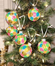 a decorated christmas tree with ornaments on it