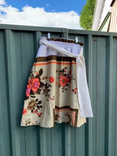 Size S knee length skirt made from a used vintage cotton tablecloth. Double elastic waistband with removable tie. Too good to leave on the table! Measurements (taken while lying flat) Waist: 31cms Length (from top of waistband to hem): 61cms Tablecloth Skirt, Upcycle Vintage, Table Measurements, Vintage Doilies, Skirt Knee Length, Cotton Tablecloths, Brown Floral, Upcycled Vintage, Knee Length Skirt