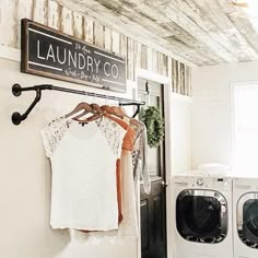 the laundry room is clean and ready for us to use it as a washer and dryer