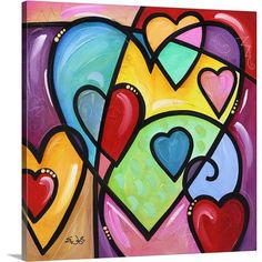 an image of a painting with hearts painted on the front and back side of it