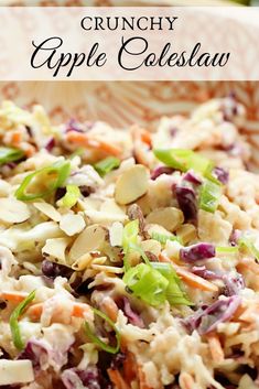 this crunchy apple coleslaw salad is loaded with lots of vegetables and nuts