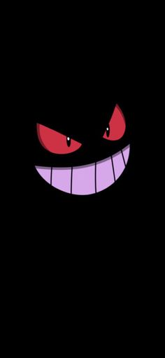 an evil face in the dark with red eyes and pink teeth, looking like it's smiling