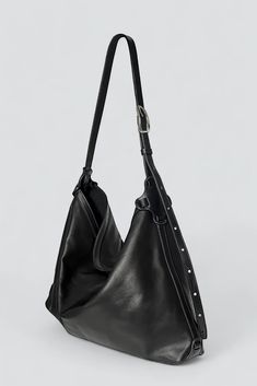 Black Hobo Soft Bag - 10.03.53 | Assembly New York Dream Purse, Soft Bag, Black Leather Bag, Caged Sandals, Black Tank Dress, Black Aviators, Pretty Bags, Black Leather Bags, Minimal Fashion