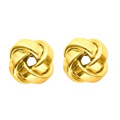 These 14 karat yellow gold love knot earrings have a polish finish and are 9x9mm. They have secure post with friction backs and are in 14 karat yellow gold. - Lifetime Guarantee - 60 Day Worry-Free Return - 14K Yellow Gold (1.60 g) Polish Finished 9mm Love Knot Stud Earrings w/ Friction Backs by SuperJeweler Royal Chain, Fine Jewelry Earrings, Luxurious Jewelry, Luxurious Fashion, Knot Stud Earrings, Knot Studs, Knot Earrings, Love Knot, Gold Branding