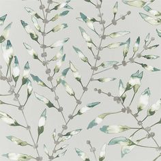 an image of watercolor leaves and flowers on a white background for wallpaper or fabric