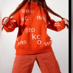 Size Xs On The Label, But Oversized Design Fits Like Size Medium To Me. Please Refer To My Measurements In The Last Few Pictures, Main Label Fell Off. Acne Studios Sweater, Main Label, Acne Studio, Orange White, Color Orange, Colorful Sweaters, The Label, Sweaters For Women, Acne