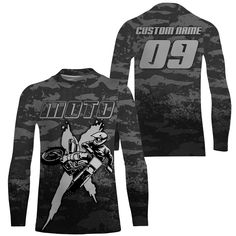 Specially designed for proud bikers. Let's wear this awesome jersey shirt and be bold. PERSONALIZED MOTOCROSS JERSEY: This super cool long-sleeved shirt is exactly what all bikers are looking for. Add your name/number to make it a unique one that bears your own imprints. UPF 30+ SPF PROTECTION: Be confident on your ride with this protective jersey from harmful UVA/UVB rays. UNISEX ADULTS & KIDS: Our riding jerseys are all ideal for men, women & youth bikers. Check the size chart to find your fit Custom Print Crew Neck Tops For Biker Events, Customizable Long Sleeve Sports T-shirt, Dirt Bikes For Kids, Motocross Jersey, Road Motorcycle, Motocross Riders, Uv Shirt, Off Road Motorcycle, Navy And Brown