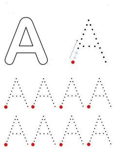 the letter a is made up of dotted lines and dots to make it look like they are