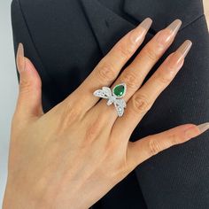 Lovely and Delicate Bee Ring, Pear Shape Water Drop Shape Green CZ Gemstone Ring, Party Wedding Date Birthday Wear Ring, Gift for Mom by iCoolJewelry on Etsy Elegant Butterfly Ring With Cubic Zirconia For Gift, Elegant Cubic Zirconia Butterfly Ring Gift, Elegant Butterfly Ring Cubic Zirconia Gift, Elegant Cubic Zirconia Butterfly Ring For Anniversary, Pear-shaped Diamond White Rings As Gifts, Elegant Diamond White Rings For Party, Elegant Open Diamond Ring For Party, Elegant Silver Teardrop Emerald Ring, Elegant Teardrop Emerald Ring In Silver