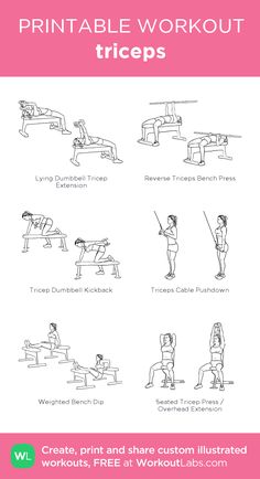 the printable workout guide for women with instructions to do it on her chest and back