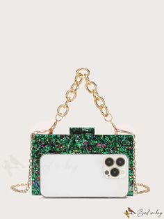 BirdinBag - Mini Bolso Caja de Lentejuelas con Correa de Cadena: Elegante Bolso de Novia, Ideal para Bodas, Promesas y Eventos Purse For Wedding, Bridal Purse, Mini Box, Bag With Chain, Word Wrap, Sequin Mini, Box Bag, Prom Party, Square Bag