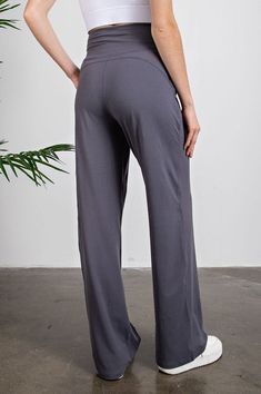 Introducing our Butter Straight Leg Pants, the epitome of comfort and style. Crafted from a buttery soft fabric, these pants feel like a dream against your skin. The high waist design adds a touch of sophistication and provides a flattering fit. With convenient side pockets, these pants are as functional as they are fashionable. Available in Plus Size 1XL-2XL-3XLStyle# P6245PLModel is 5'9" and wearing a size Small.Made in Indonesia Style: Casual Print / Pattern: Plain Silhouette: Leg Pants Fit: Rose Leggings, Pants Details, Poncho Tops, Pants Fit, Active Wear Pants, Swimwear Outfit, Active Wear Leggings, Charcoal Color, Sheer Fabrics