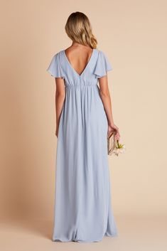 With an empire waist for a baby bump, our Hannah bridesmaid dress is the pick for you. Available in Dusty Blue. A sleeved empire gown that's baby-bump friendly. | Dusty Blue Bridesmaid Dress Chiffon Size XS | Birdy Grey Hannah Empire Ice Blue Bridesmaid Dress, Empire Gown, Bridesmaid Dress Chiffon, Lavender Bridesmaid Dresses, Dusty Blue Bridesmaid Dresses, Ice Dresses, Birdy Grey, Blue Bridesmaid Dress, Bridal Party Dresses