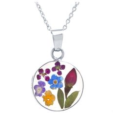 Let beauty bloom around your neck with the Sterling Silver Pressed Flowers Circle Pendant. This silver necklace brings the perfect pretty statement to any outfit with the clear pendant and pressed flowers. Wear it on its own, or pair in some other silver necklaces to create your own unique look. Circle Chain, Heart Chain, Floral Shop, Charm Pendant Necklace, Sterling Silver Flowers, I Love Jewelry, Small Heart, Guardian Angel, Chain Pendant