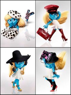 the smurfs are wearing hats and dresses for different purposes, but they're too cute to look at them