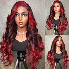 Length: 16", LACE SIZE: 13x4, Density: 150%, Texture: Body Wave, HAIR GRADE: Raw Virgin 13x4 Lace Front Wig, Red Wig, Red Valentine, Lace Front Wigs Human Hair, Red Wigs