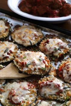 some food is sitting on a pan and ready to be eaten