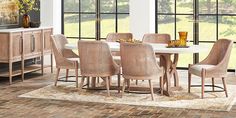 Oakwood Terrace 5 Pc Sand Light Wood Beige Dining Room Set With Dining Table, Side Chair Rooms To Go Dining Room Set, Neutral Modern Dining Room, California Casual Dining Room, Coastal Dinning Room, Cane Dining Table, Terrace Dining Room, Coastal Dining Room Table, Beachy Dining Room, Modern Coastal Dining Room