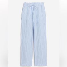 Nwt Women's H&M High Waist, Elasticized, Drawstring Waistband Colors A Soft Blue And White /Striped Pull-On Pants Size Xxl Elastic Waistband With Tie Closure Fabric: Linen, Viscose Regular Fit Wide Legs. Two Side-Seam Pockets Relaxed Fit Through The Hip And Thigh Questions , Let Me Know. Always Open To Offers ! Blue Stripe Linen Pants, Linen Pants Striped, Blue Striped Linen Pants Outfit, Coastal Pants, Striped Linen Pants Outfit, Lenin Pants, Blue Striped Pants, 2025 Outfits, Blue Linen Pants