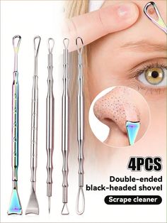 4 PIEZAS Herramienta exprimidora de granos, removedor de puntos negros, aguja para acné, tratamiento para eliminar comedones, extractor de espinillas y granitos en la nariz y el rostro Multicolor    Acero Inoxidable  Aguja para espinillas   Beauty Tools, size features are:Bust: ,Length: ,Sleeve Length: Glowing Body Skin, Nose Pimples, Ear Pimple, Pimple Popper Tool, Pimple Causes, Minimalist Skincare, Acne Prone Skin Care, Zits Popping, Blackhead Mask