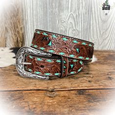 Tooled Leather Belt | Punchy Cactus | Western Wear | Punchy | NFR | Rodeo | Western | Tooled Leather | Weastern Belts, Western Belts For Women Outfits, Turquoise Belts, Western Wishlist, Leather Belts Western, Western Belts For Women, Nfr Rodeo, Country Belts, Cowgirl Belt