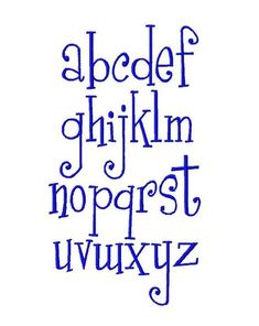 the alphabet is drawn in blue ink and has an ornate font that looks like it could be