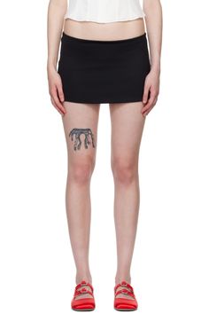 GUIZIO: Black Micro Miniskirt | SSENSE Micro Miniskirt, Danielle Guizio, Jersey Skirt, Low Rise, Mini Skirt, Womens Bottoms, Mini Skirts, Skirt, Color