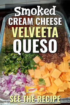 an image of smoked cheese and velveeta quesadilla with text overlay