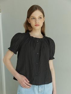 Composition : COTTON 100%Color : Black_FreeCountry of Origin : KOREA Dress Patterns Diy, Casual Day Outfits, Black Blouse, Dress Patterns, Product Design, Outfit Of The Day, Korean Fashion, Top Shirt, Top Blouse