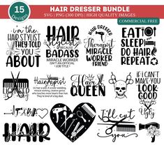 the hairdresser bundle includes different types of lettering