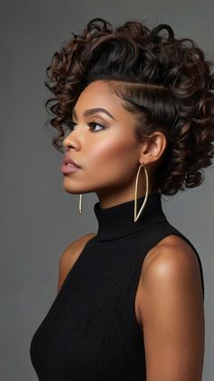 Embrace the gentle flow of soft curls, a perfect choice for young Black women. This short natural hairstyle offers a soft and elegant look with natural texture. Visit our site for styling tips and inspiration. Save this pin for your next soft curls! #NaturalHair #ShortHair #SoftCurls #GentleFlow #BlackWomen Afro Elegant Hairstyles, Beach Curls Black Women, Pin Curl Styles, Hairstyles With Hair Extensions, Bob Haircut Long, Nice Short Haircuts, Short Haircuts For Ladies, Short Haircuts For Black Women, Haircuts For Ladies