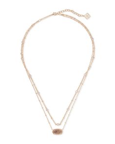 DETAILS Layering is easier than ever with our Elisa Rose Gold Multi Strand Necklace in Rose Gold Drusy, featuring an iconic KS pendant pre-styled with a thoughtfully designed double chain. METAL 14k Rose Gold Plated Over Brass MATERIAL Rose Gold Drusy CLOSURE Lobster claw SIZE 0.66"L x 0.38"W pendant, 18"L, 20"L chains + 2" extender MATERIAL HIGHLIGHT: Drusy Drusy is the natural crystallization on a rock surface. All of our Drusy is genuine and has a rich sparkling appearance. Our range of Drusy Kendra Scott Elisa, Sold Out Sign, Double Chain, Multi Strand Necklace, Brass Material, Strand Necklace, Multi Strand, Kendra Scott, Rose Gold Plates