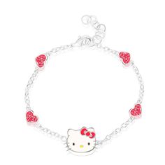 a hello kitty bracelet with hearts on it